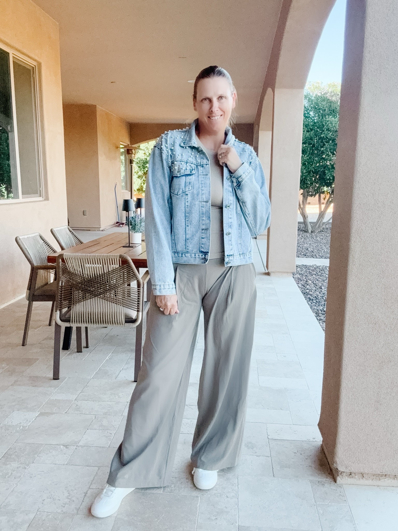 Comfy but chic

Love this denim jacket, always get asked where it’s from 

Casual outfit, weekend outfit, palazzo pants, activewear

#LTKfall #LTKfitness #LTKover50style