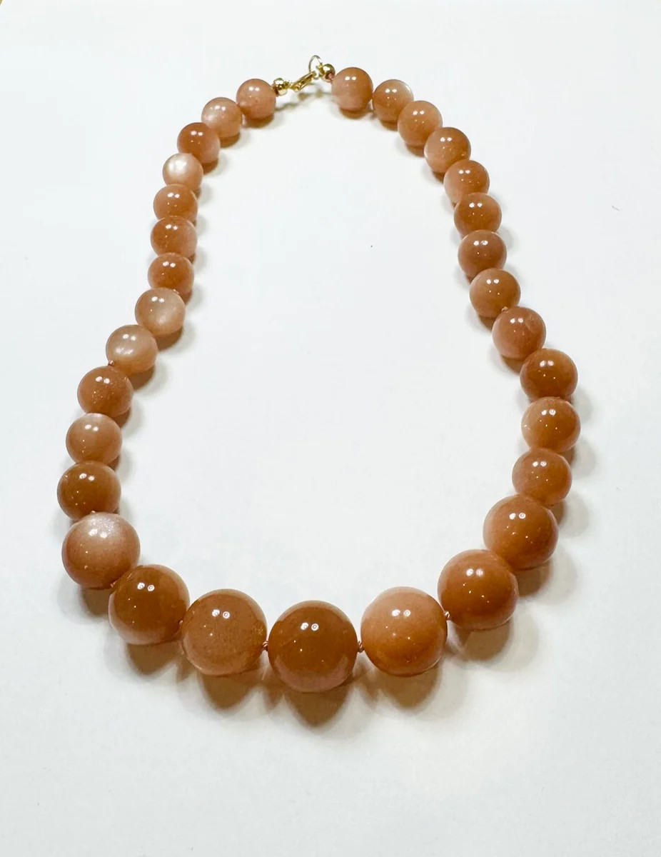 knotted gumball peach moonstone necklace | Theodosia Jewelry