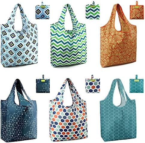 BeeGreen Geometric Reusable Grocery Bags Shopping Bags Xlarge 50LBS Heavy Duty Foldable Reusable ... | Amazon (US)