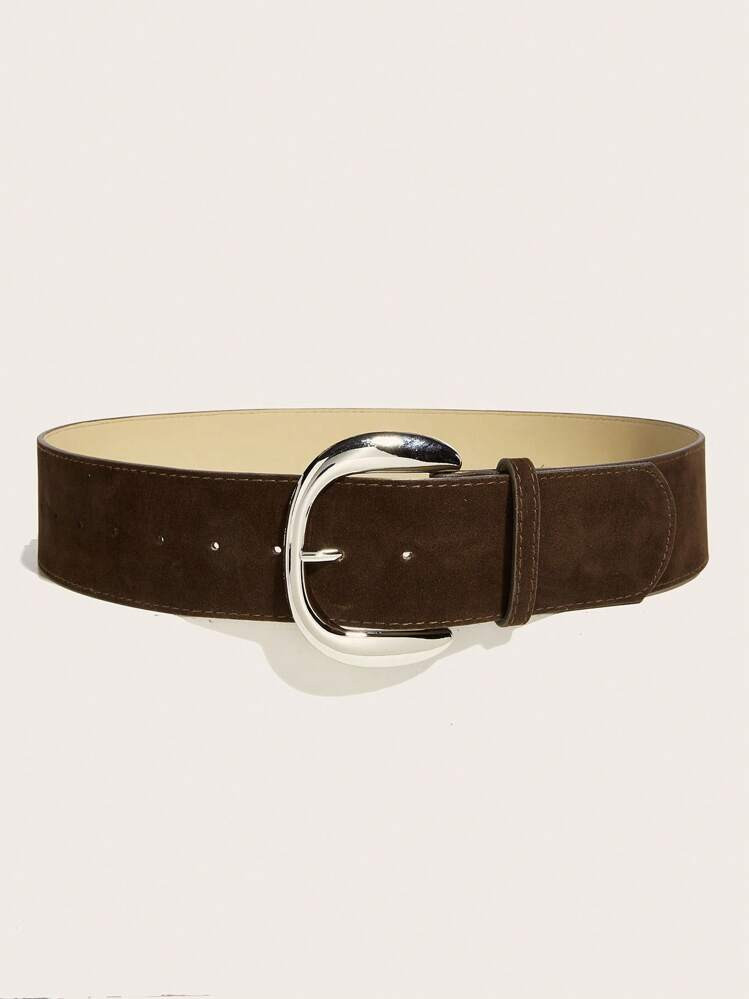 Retro Velvet Metallic Brown Suede Belt | SHEIN