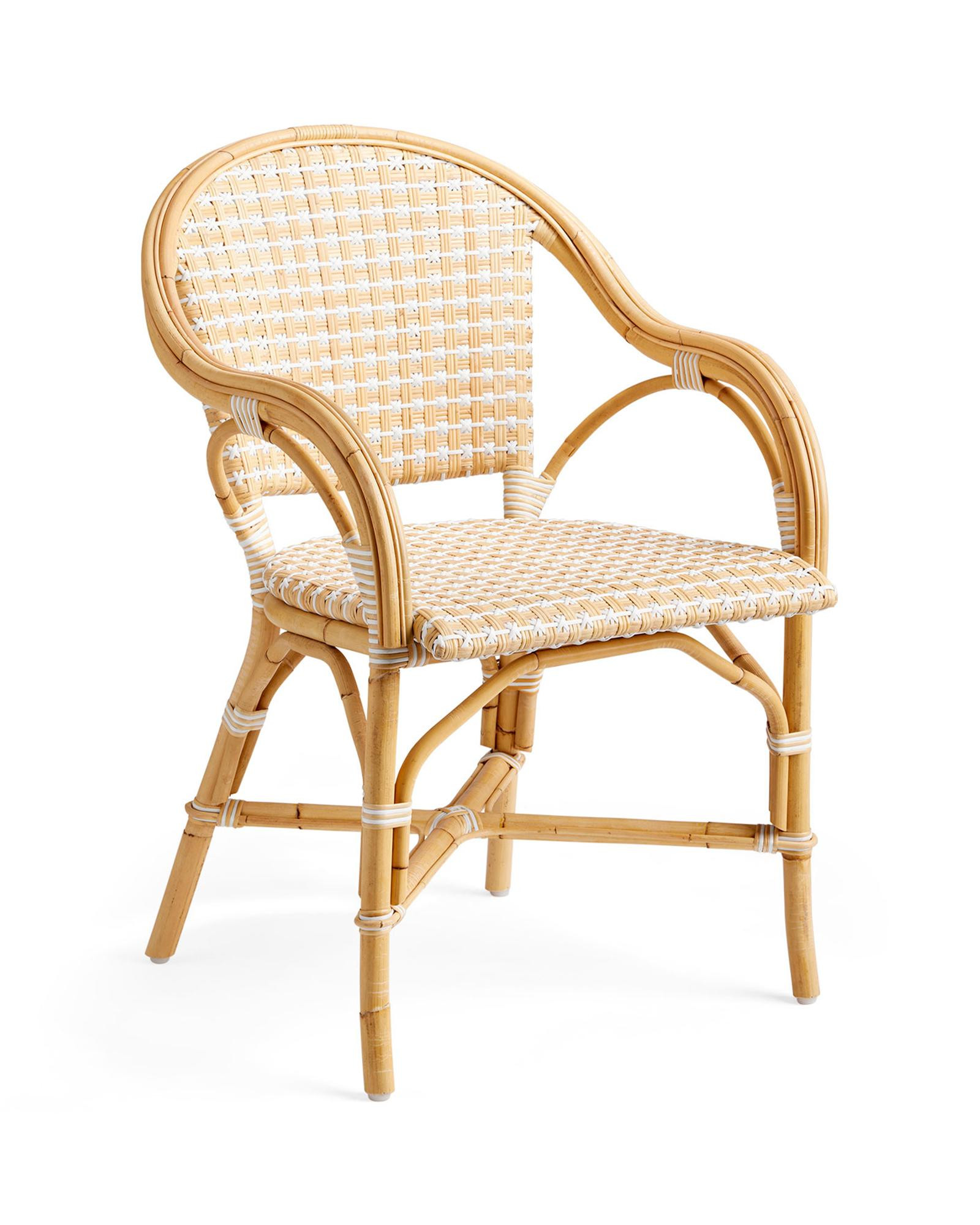 Riviera Étoile Rattan Dining Chair – Armchair – Natural/White | Serena & Lily | Serena and Lily