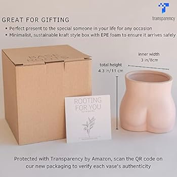 Body Vase Female Form, Butt Planter Booty Vases for Flowers w/ Drainage, Speckled Matte Pink, Cer... | Amazon (US)