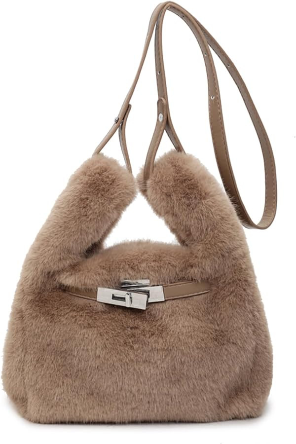 Furry Purse Mini Fluffy Tote Bag Designer Fuzzy Crossbody Handbag Faux Fur Purses for Women Plush... | Amazon (US)