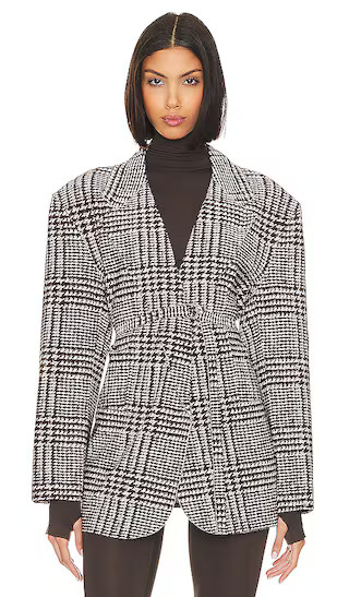 Oversized Single Breasted Jacket in Chocolate Glenn Plaid Tweed | Revolve Clothing (Global)