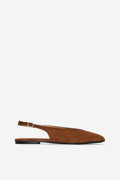 Slingback Suede Flats – Brown – ARKET GB | Arket UK