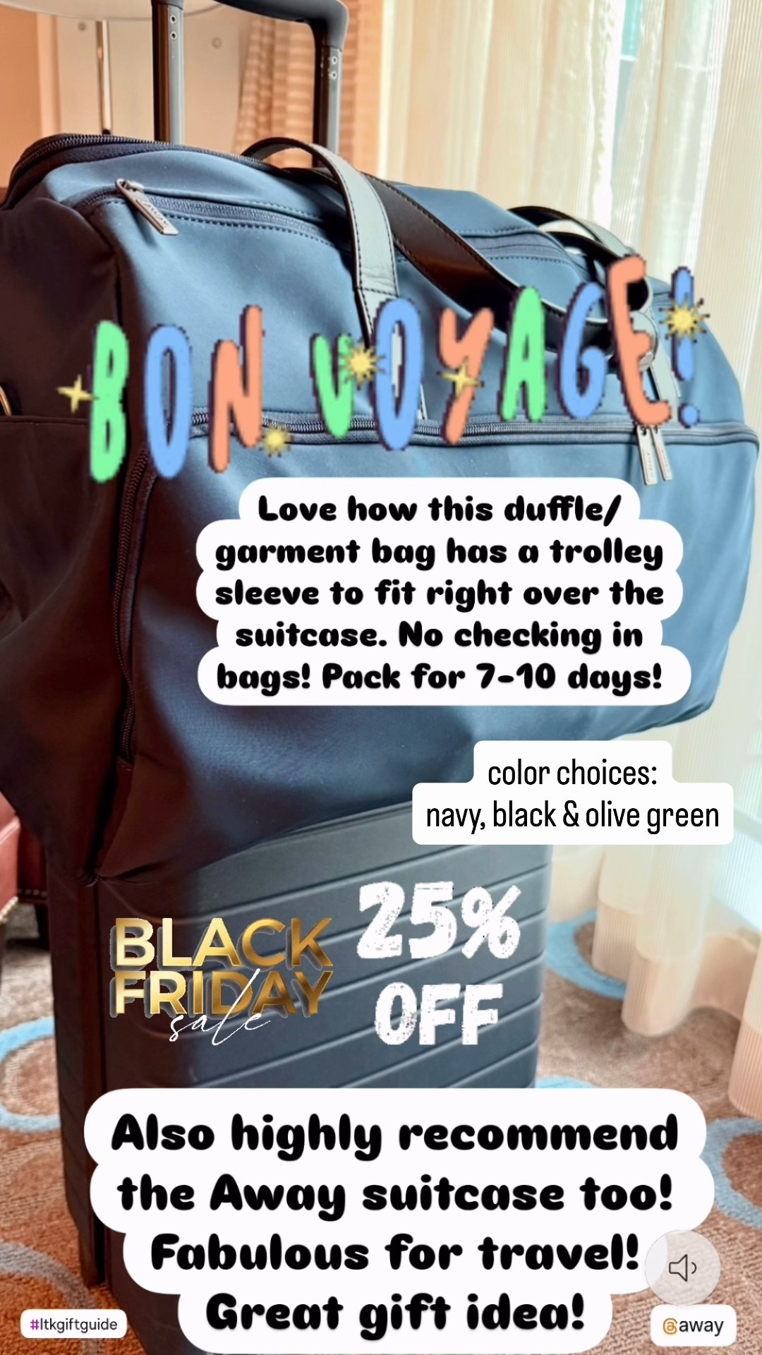 Gift for the Traveler 

Both pieces on sale for 25% off!
Durable and high quality pieces! 

Check out this duffle garment/weekender bag!  This one holds so much! Bonus it fits in the overhead compartment too! Also, highly recommend the bigger carry-on suitcase too! So perfect for travel! I got both for my hubby and he uses them all the time when traveling. 

Here are the details:

 *Carry-on friendly - fits under the airline seat
*Expandable compartments
for shoes up to size 15
*Built-in garment sleeve 
*Hook to hangover a door or
closet
*Padded lap top sleeve
*Trolley sleeve for sliding onto luggage
*Multiple interior and exterior pockets for storage

#LTKItBag 

garment bag, duffle bag, weekender bag, gift idea, gift for him, gift for her, travel bag, gift for the traveler, Away bag, trolley sleeve, carry-on bag, carry-on suitcase, luggage, Christmas gift for him, holiday gift, gift for grad. 

#LTKTravel #LTKHoliday #LTKSaleAlert #LTKGiftGuide #LTKCyberWeek #LTKMens