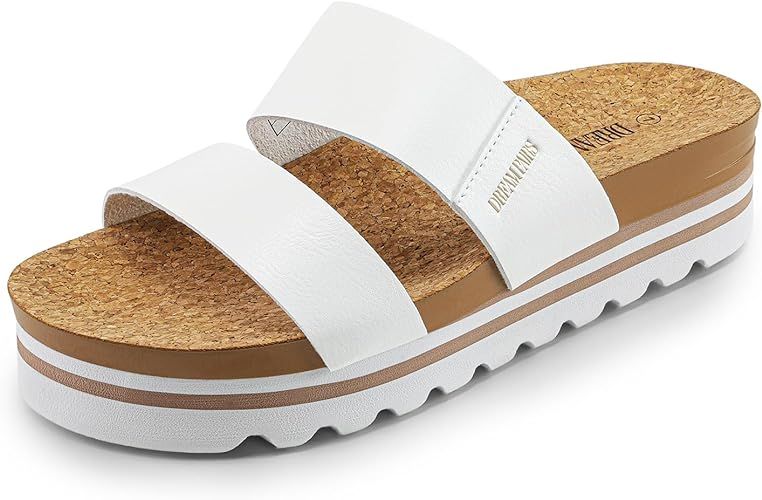 DREAM PAIRS Women's Platform Sandals with Arch Support, Comfortable Beach Slip-on Slides Flat San... | Amazon (US)