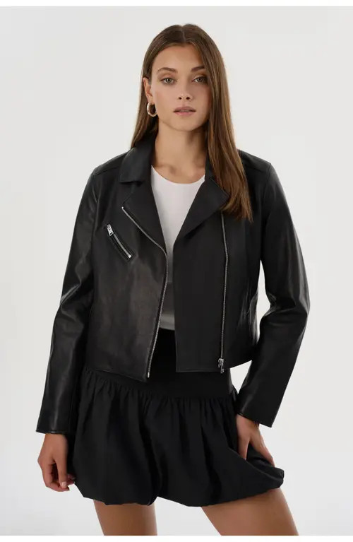 LAMARQUE VALERIA | Leather Biker Jacket in Black at Nordstrom, Size Large | Nordstrom
