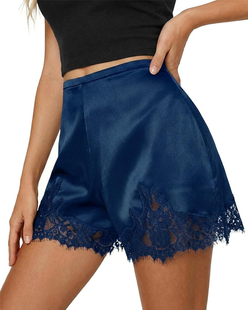 Cicy Bell Womens Satin Silk Lace Shorts Y2K Micro Mini Shorts Low Rise Coquette Lounge Half Slip ... | Amazon (US)