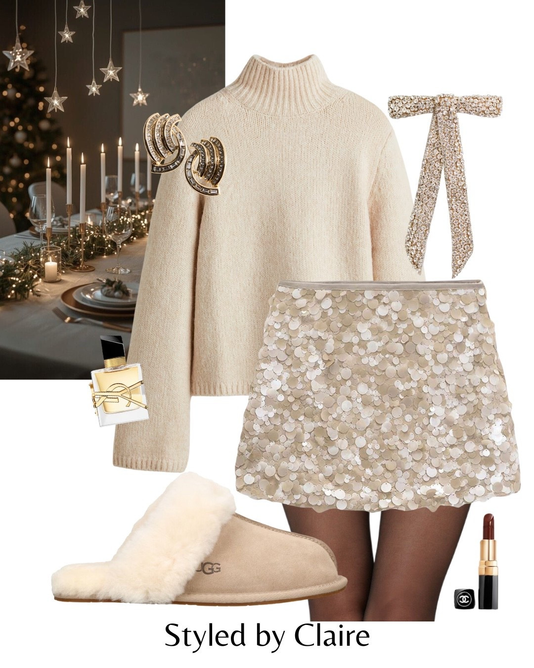 GOLD SEQUIN MINI SKIRT✨
Tags: H&M turtleneck knit jumper shimmery silvery sparkle sparkly embellished Ugg scuffette slipper sand cream fluffy earrings mango sheer tights calzedonia fashion Christmas Day festive partywear party girls night in

#LTKfestive #LTKpartywear #LTKstyletip
