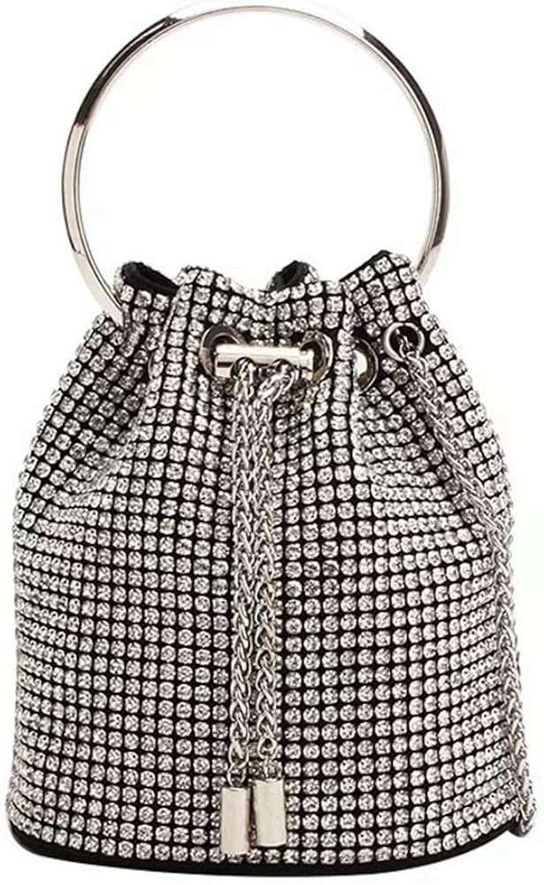 DJBM Women Full Diamonds Bucket Handbag Rhinestone Clutch Purse Evening Clutch for Women Party Pr... | Amazon (US)