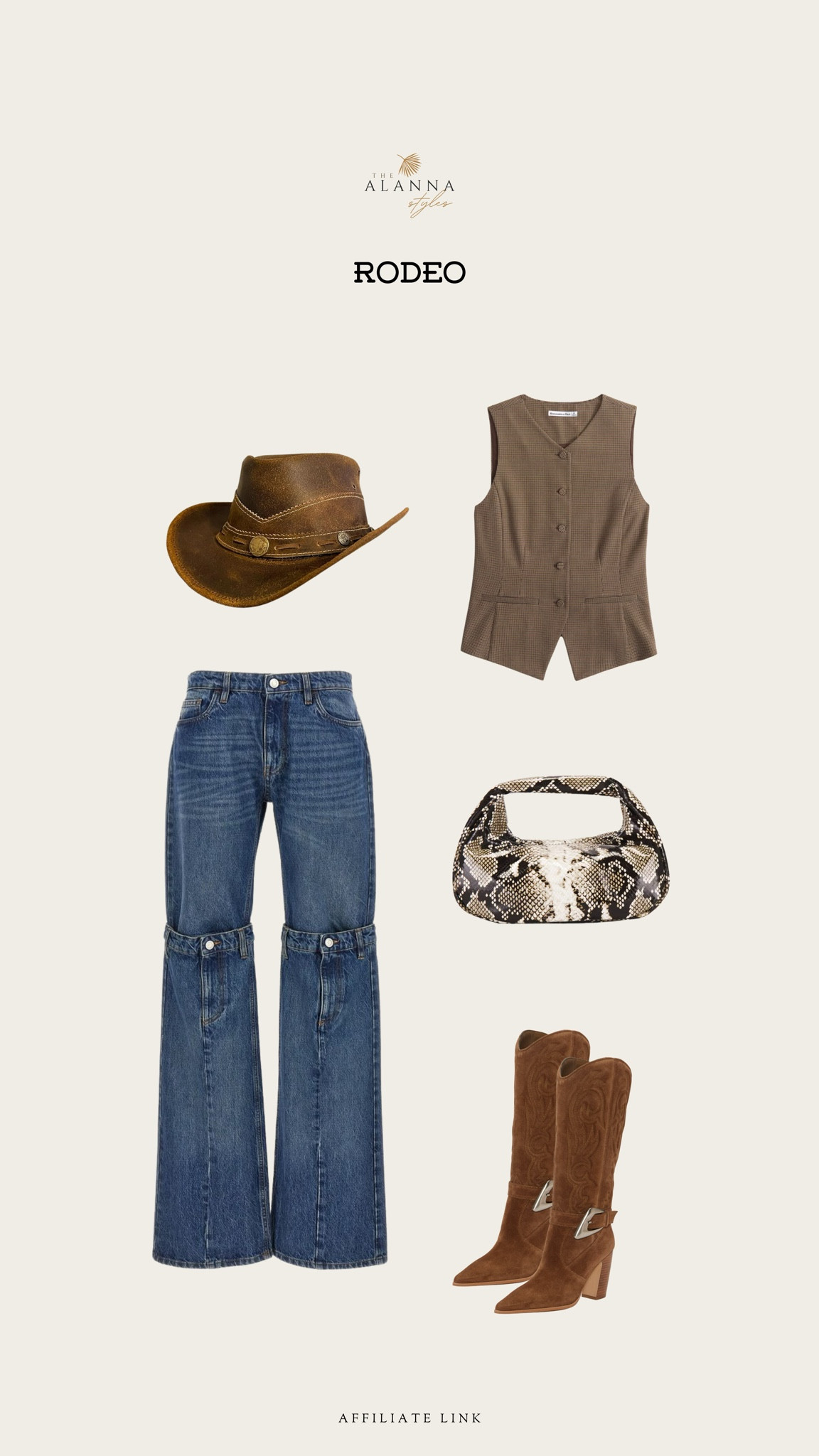Rodeo Outfit Inspo
Western boots
Cowboy hat
Rodeo bag