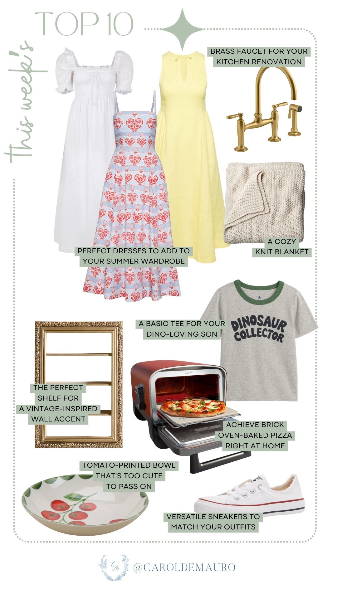 Here are this week's top 10 items and honestly the picks make so much sense! Summer dresses, an brick pizza oven, and a tomato bowl that is just too cute. These are the things people are actually loving and buying right now and you're going to want them all too.

weekly finds, bestsellers, most loved, home decor, kitchen appliances, midi dresses, toddler tee, wall accent, sneakers