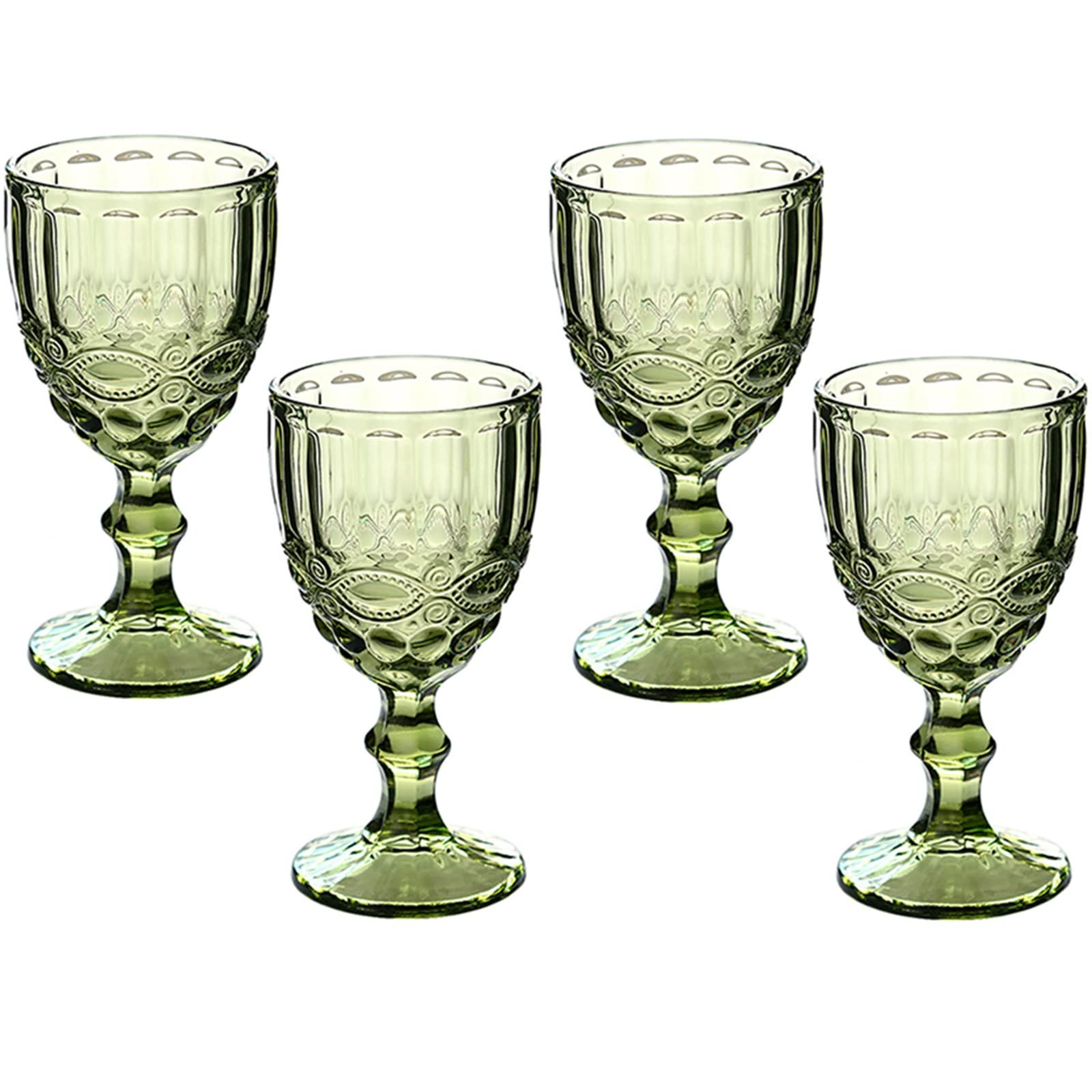 Taganov Green Wine Glasses set of 4 Vintage Glassware Drinking Water Goblets 10 OZ Colored Water ... | Amazon (US)