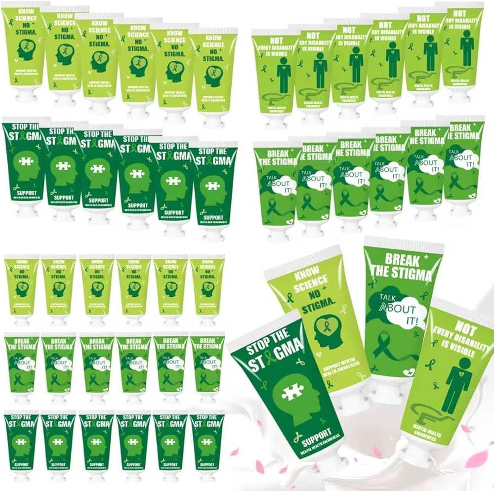 50 Pcs Mental Health Awareness Month Favors Green Awareness Ribbon Hand Cream Gifts Bulk Figure H... | Amazon (US)