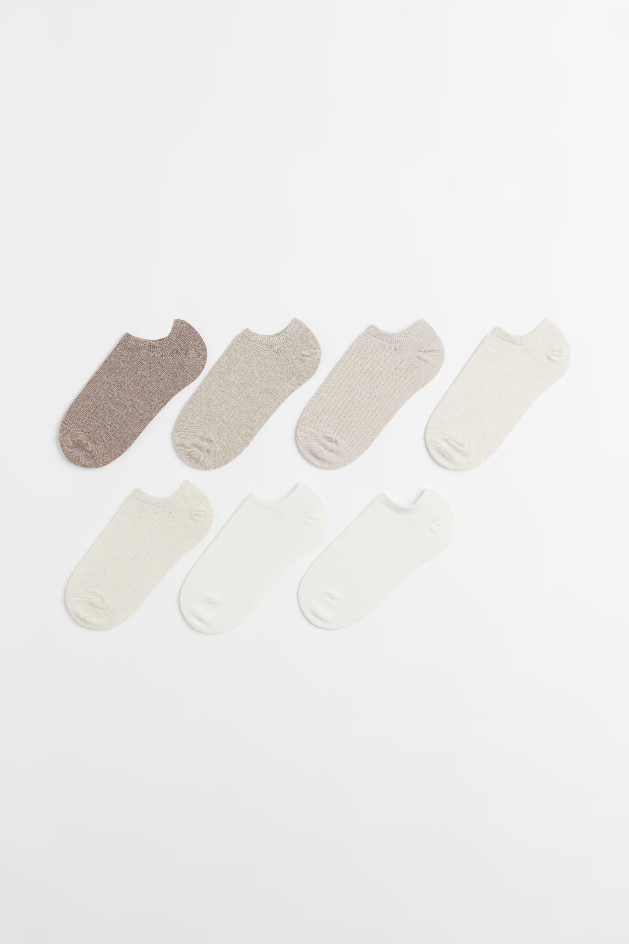 7-pack Ankle Socks - White/ribbed - Ladies | H&M US | H&M (US + CA)