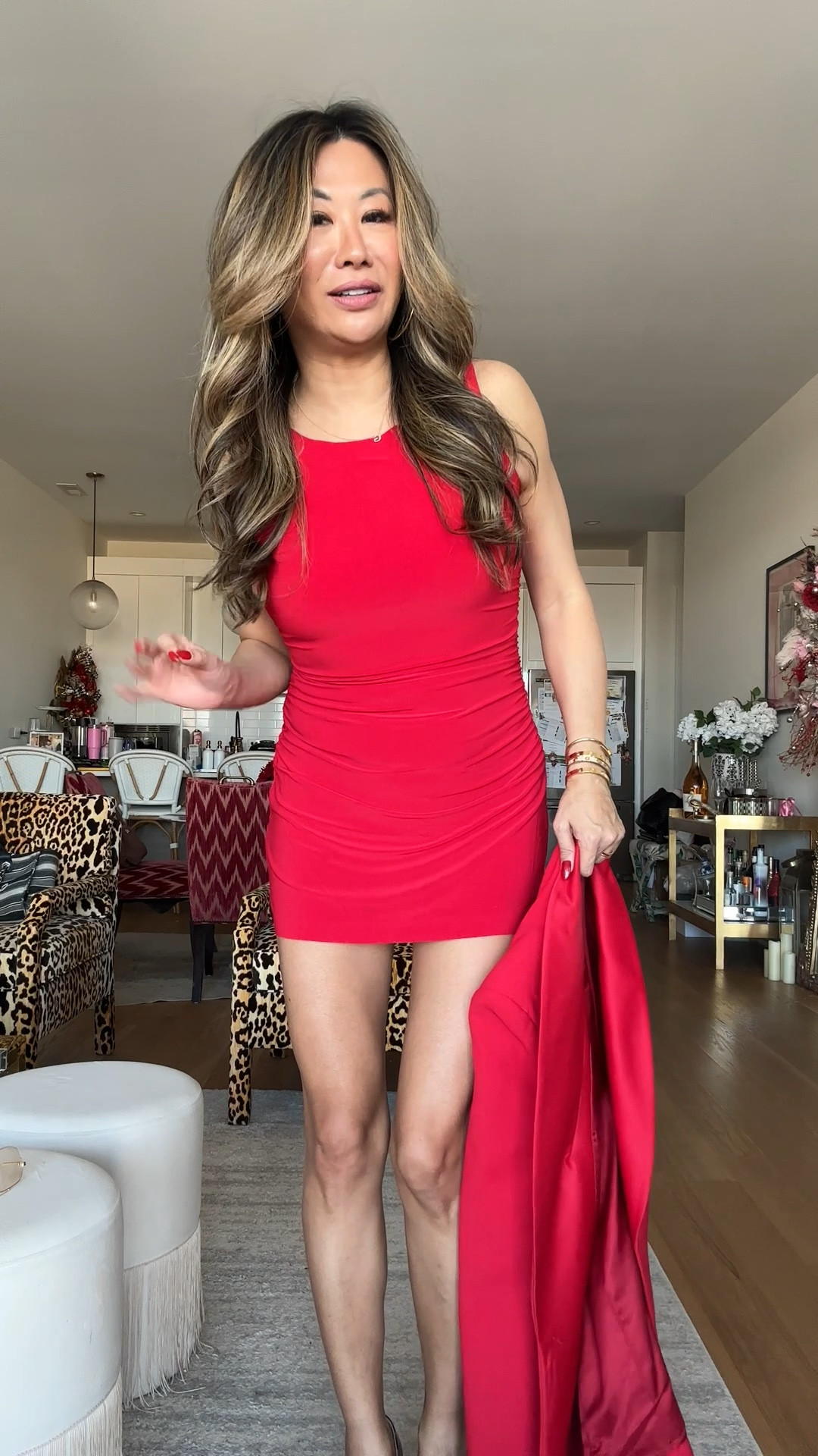 Ootn, red Norma kamali dress on sale, stretchy with bodysuit underneath. Comfy, classic. Great for date night. Size small  

#LTKStyleTip #LTKSaleAlert