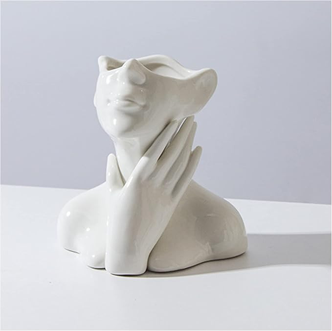 White Face Vase Unique Ceramic Vase for Home Decor | Amazon (US)