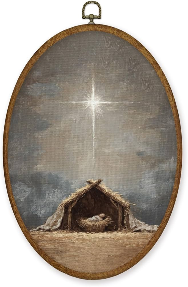 MZKZCHFE Nativity Christian Christmas Oval Wall Art Decor, Religious Christmas Oval Canvas Prints... | Amazon (US)