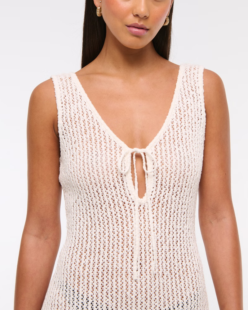Crochet-Style Mini Dress Coverup | Abercrombie & Fitch (US)