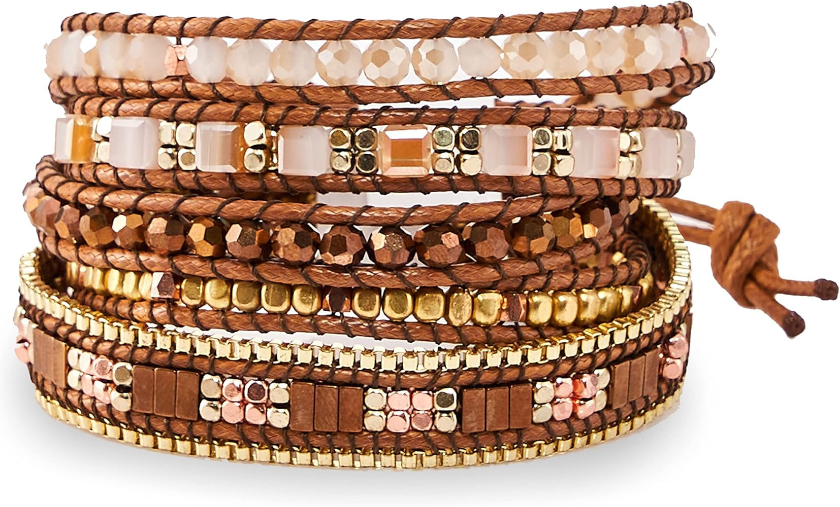 Bracelet for Women – Handmade Vegan Boho Natural Stone Layered Bracelet, Thailand Bohemian Stac... | Amazon (US)