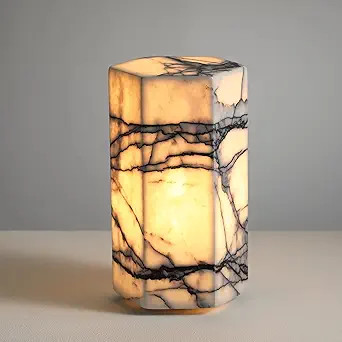 Artsolute Handcrafted Real Marble Table Lamp, Stone Lamp with Tri-Color Dimmable LED, Bedside Lam... | Amazon (US)