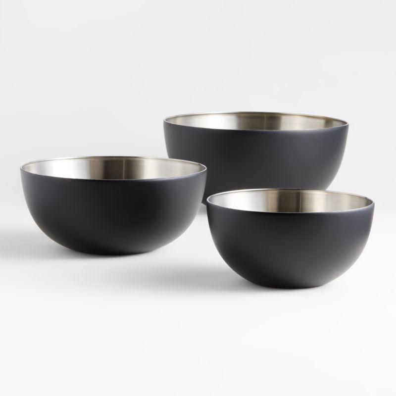 Nera Matte Black Stainless Mixing Bowls, Set of 3 + Reviews | Crate & Barrel | Crate & Barrel