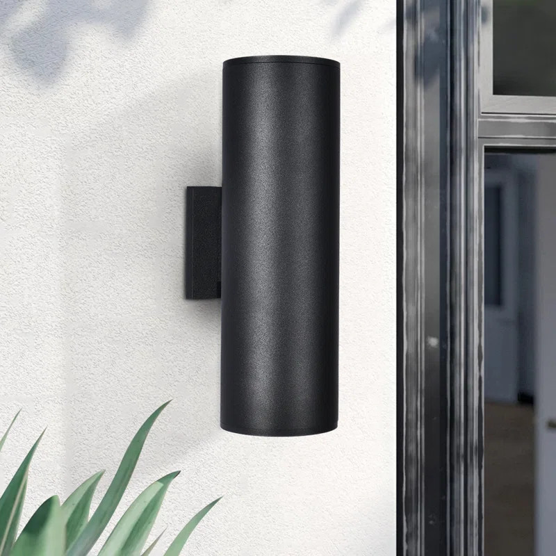 Breshawna Aluminum Matte Black Outdoor Armed Sconce | Wayfair North America