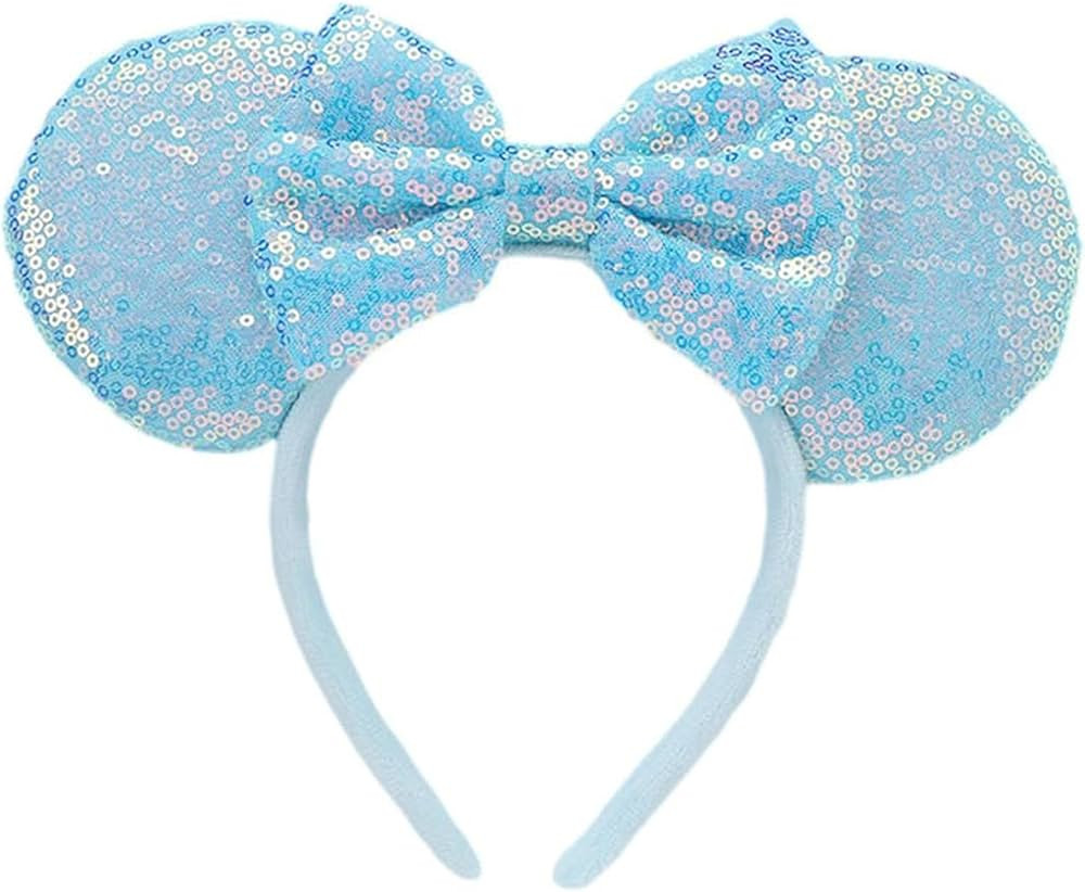 Mouse Ears Headbands Women Mice Ears Headhand Bows Shiny Glitter Birthday Party Themed Events (Bl... | Amazon (US)