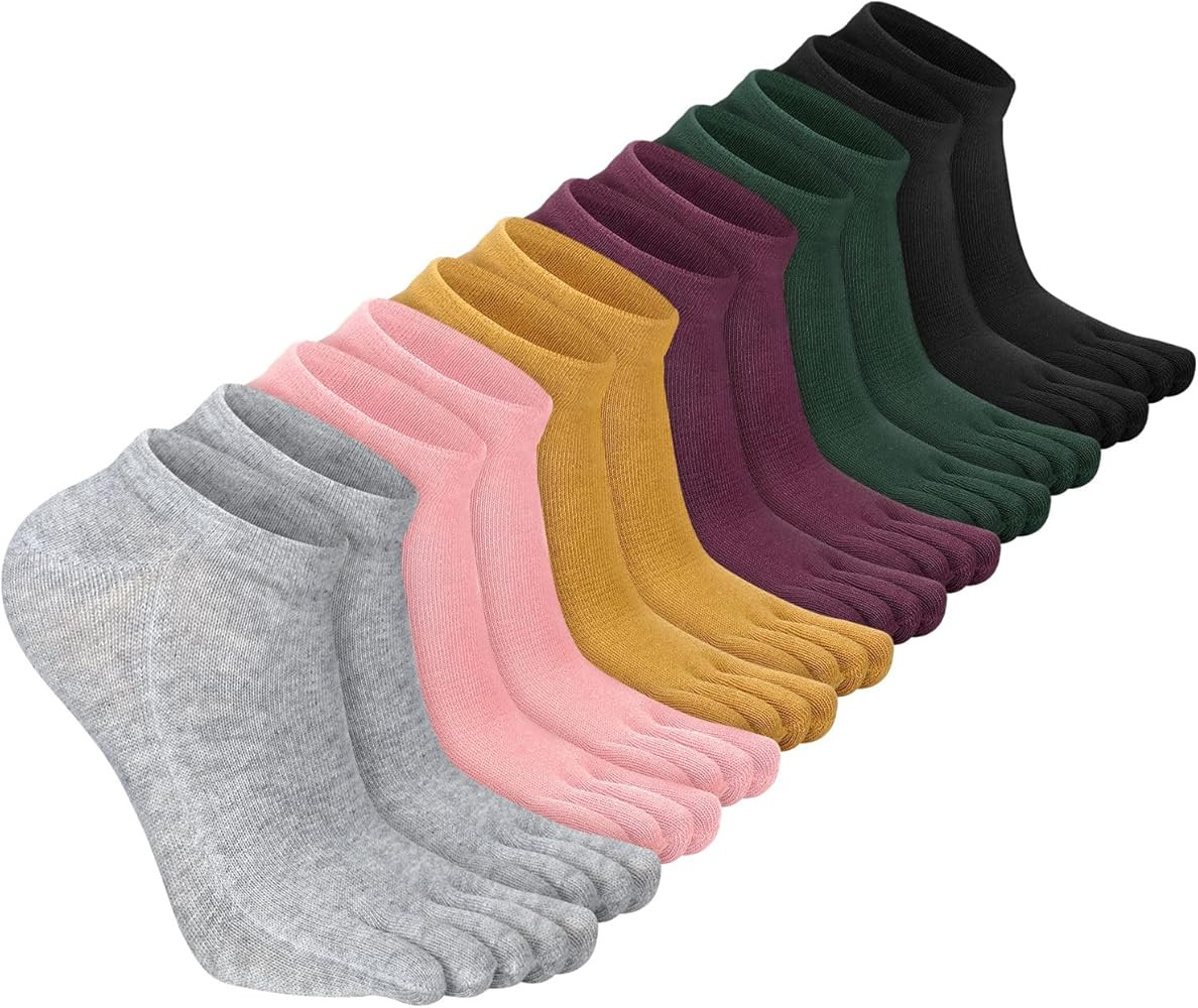 Bencailor 6 Pairs Women Toe Socks Cotton Compression Anklelow Cut Five Toe Sock for Women Men Kid... | Amazon (US)