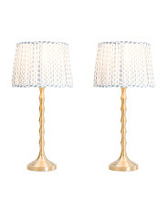 2pk 27in Printed Shade Bamboo Metal Table Lamp Set | TJ Maxx