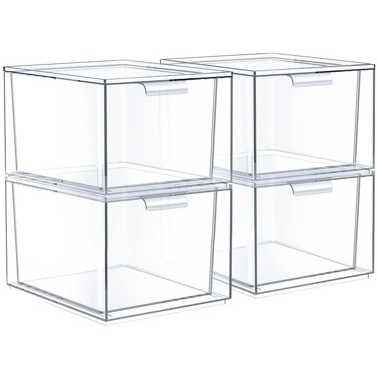 Sorbus Stackable Acrylic Drawers - Clear Make Up Organizers for Vanity - 4 Plastic Storage Bins f... | Walmart (US)