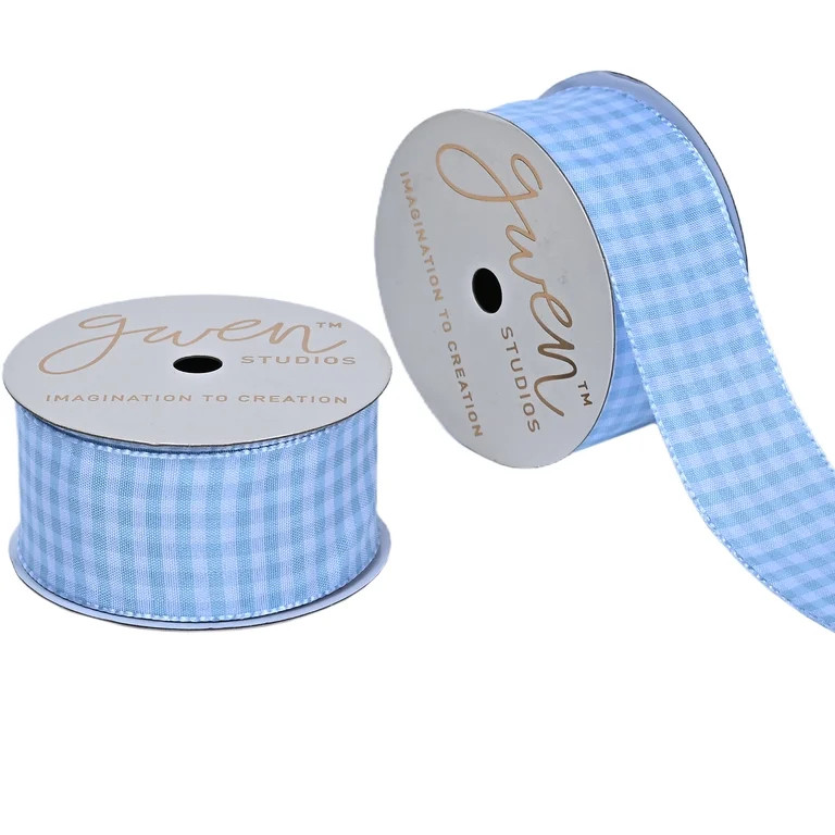 Gwen Studios 1.5" Light Blue Gingham Ribbon, 3 Yards | Walmart (US)