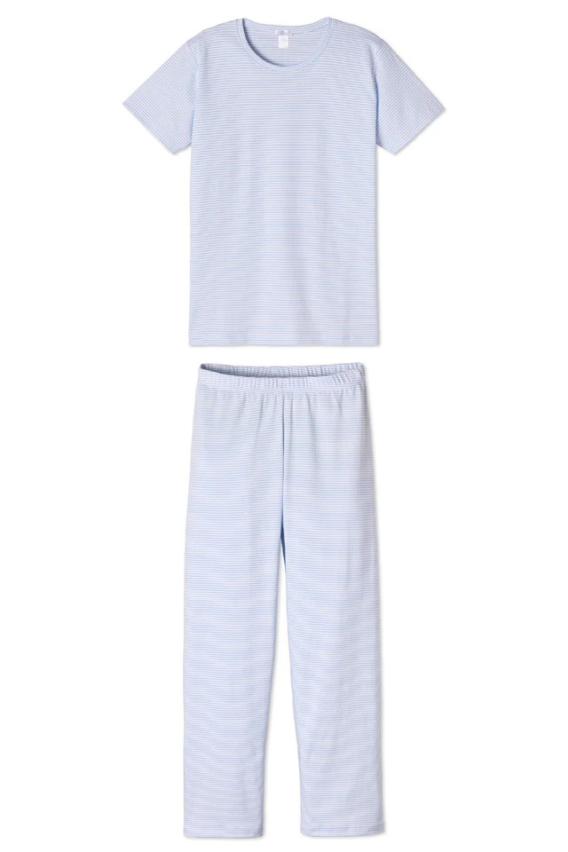Pima Short-Long Weekend Set in French Blue | LAKE Pajamas