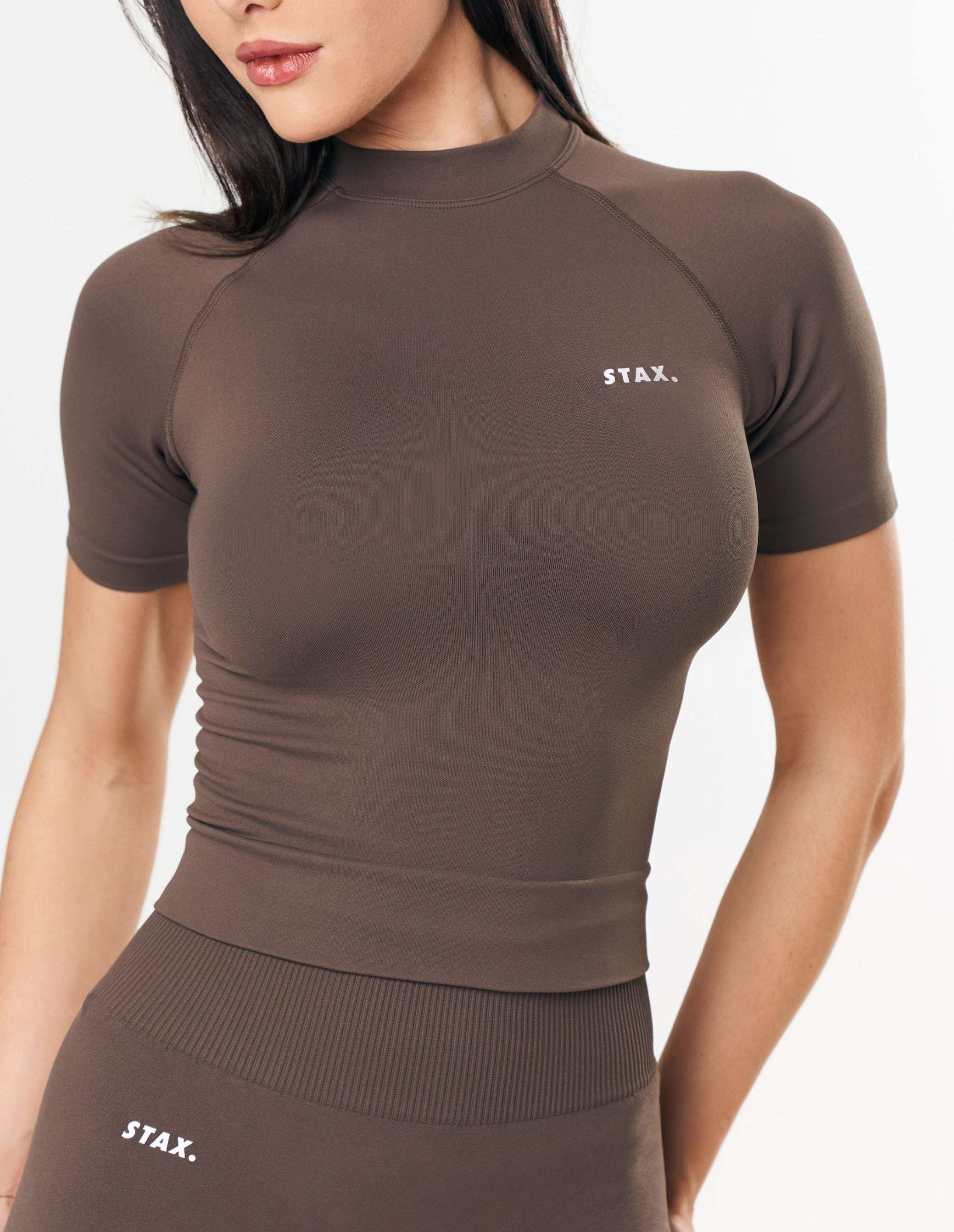 Premium Seamless High Neck Tee - Cedar | STAX.