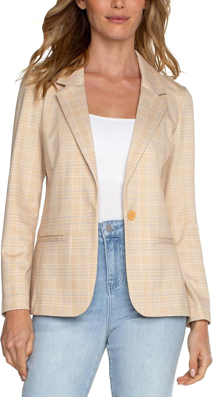 Liverpool Women's Fitted Blazer Glen Plaid Printed Ponte | Amazon (US)