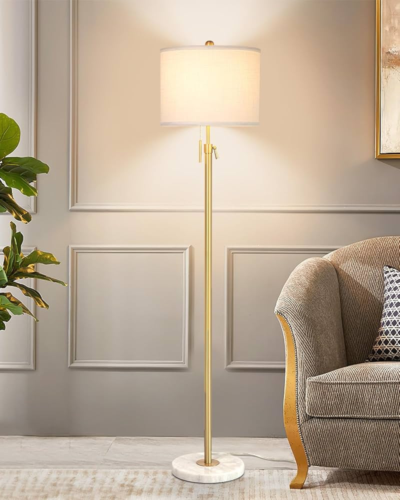 【Upgrade】 Gold Floor Lamps for Living Room, 55"-67" Height Adjustable Modern Standing Lamp wi... | Amazon (US)