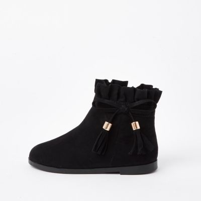 Mini girls black paperbag bow detail boots | River Island (UK & IE)