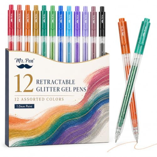 Mr. Pen- Retractable Glitter Gel Pens, 12 Pack, Sparkle Gel Ink Pens | Amazon (US)