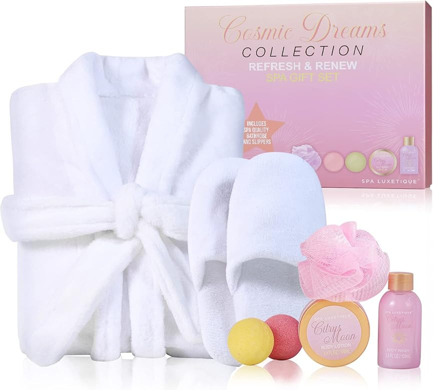 spa luxetique Spa Bathrobe and Slippers Gift Set Robe Gifts Set for Women, Flannel and Soft Bath ... | Amazon (US)