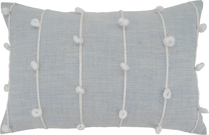SARO LIFESTYLE Rhiannon Collection Knotted Line Design Pillow Cover, 16" x 24", Light Blue | Amazon (US)