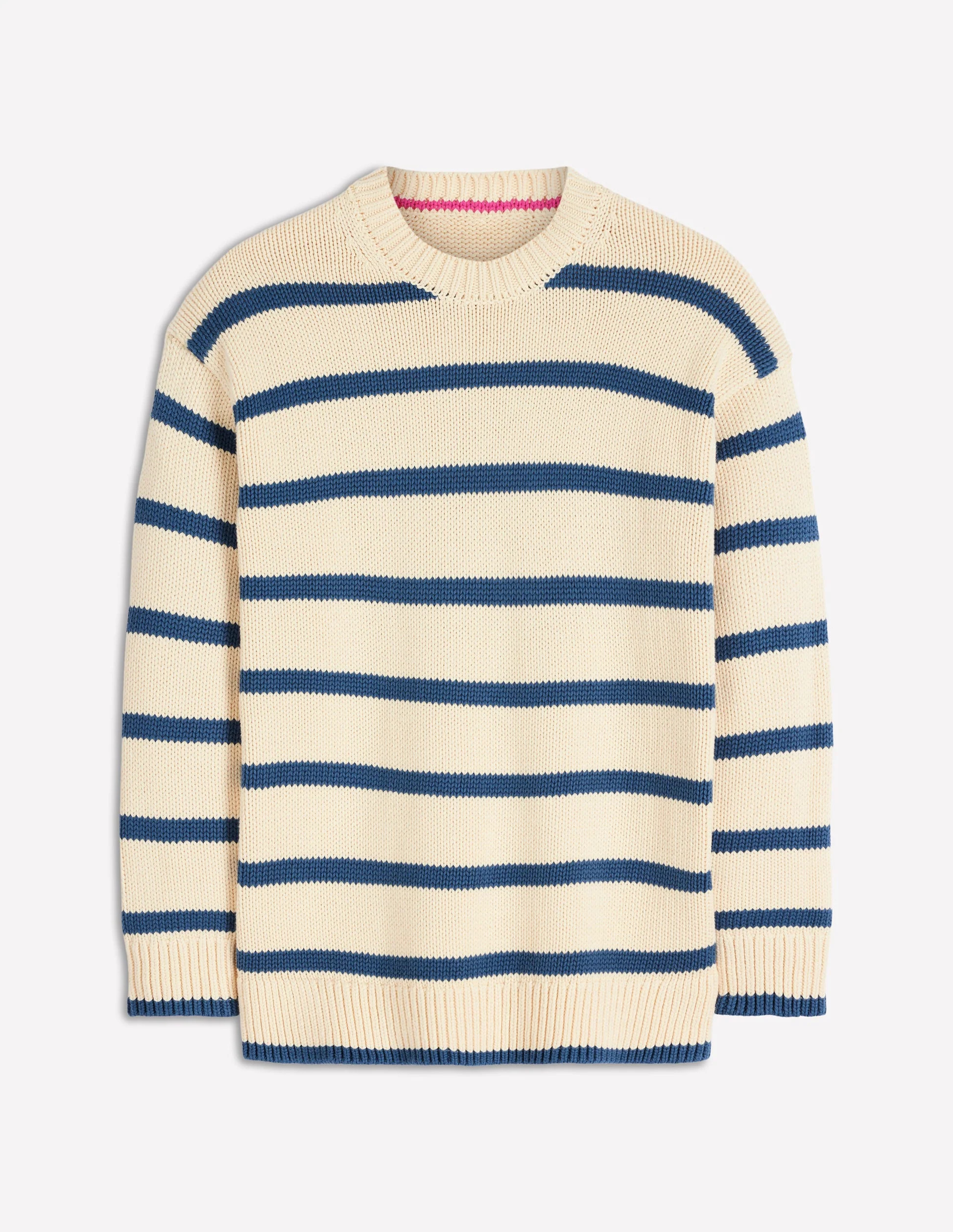 Lucy Oversized Cotton Jumper-Ivory, Red Stripe | Boden (US)