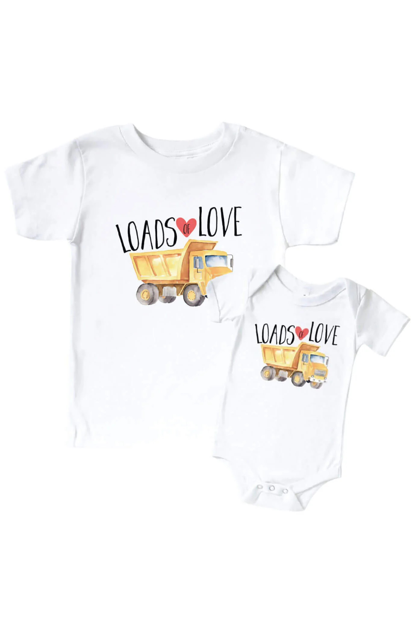 Loads Of Love Graphic Bodysuit & Kids Tee | White | Caden Lane