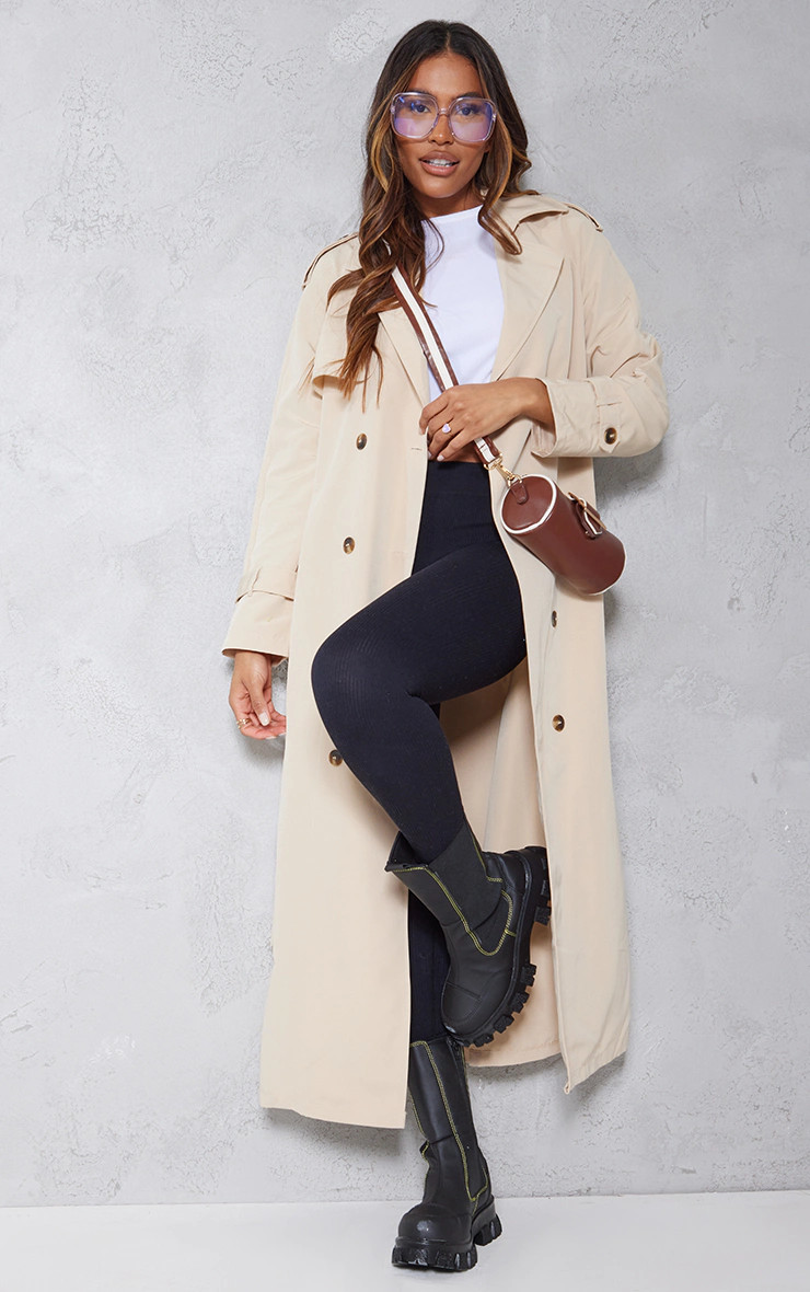 Stone Oversized Trench Coat | PrettyLittleThing UK