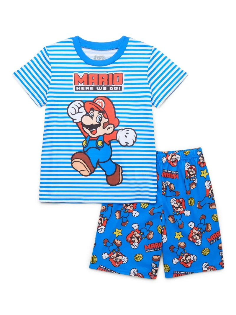 Super Mario Boys' Tee and Shorts Pajama Set, 2-Piece, Sizes 4-12 | Walmart (US)