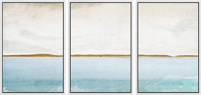 SIGNWIN Framed Canvas Print Wall Art Set Grunge Blue Watercolor Landscape Shapes Abstract Illustr... | Amazon (US)