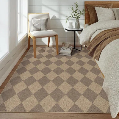 Checkered Easy Jute Indoor Outdoor Rug Area Rugs For Living Room Nature Large Dining Room Carpet, Washable Non Slip Indoor Outdoor Carpet For Home Off | Wayfair North America