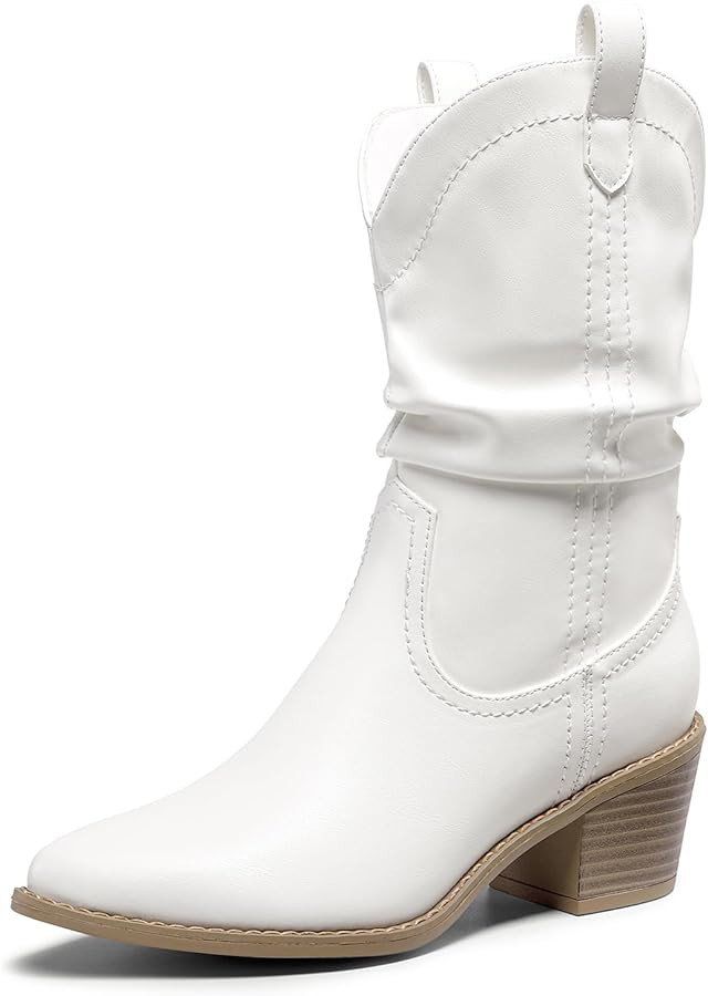 DREAM PAIRS Women's Cowgirl Boots, Mid Calf Western Cowboy Chunky Heel Boots, Slouchy & Pull-on A... | Amazon (US)