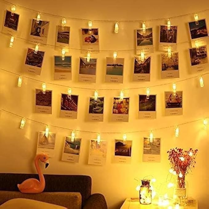 20 Photo Clip String Lights LED Fairy Twinkle Lights for Hanging Pictures,Home Wall Halloween Tha... | Amazon (US)