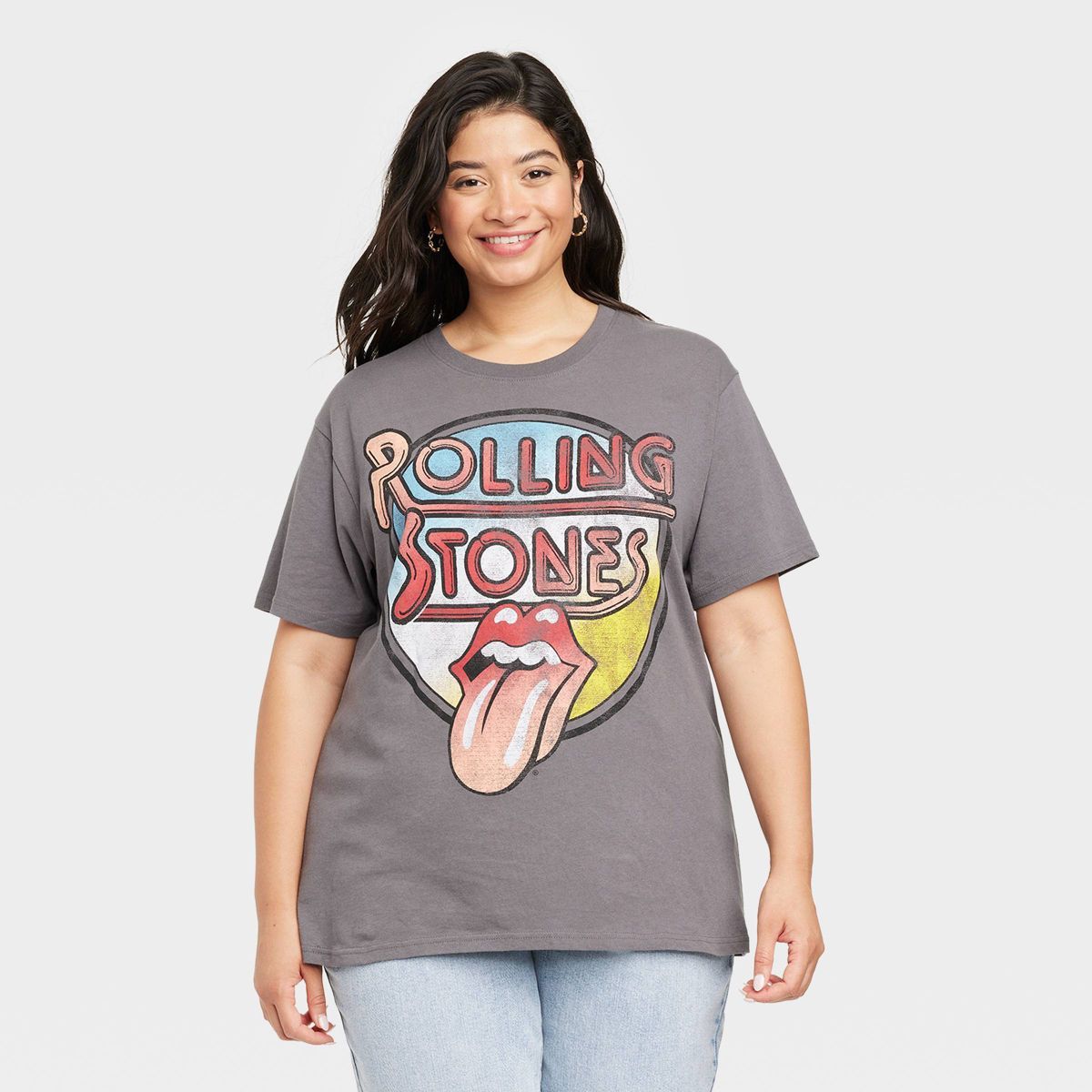 Women's The Rolling Stones Retro Short Sleeve Graphic T-Shirt - Charcoal Gray | Target